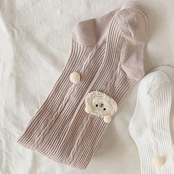 Barnstrumpor för flickor, stickade leggings, pillingresistenta, rosa, storlek S