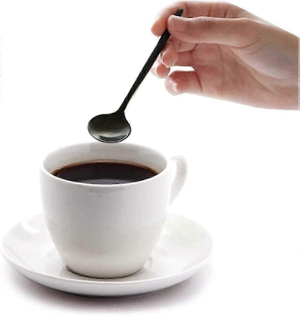 12-pak sorte espressoskeer, mini-skeer i rustfrit stål, lille rund ske (13 cm)