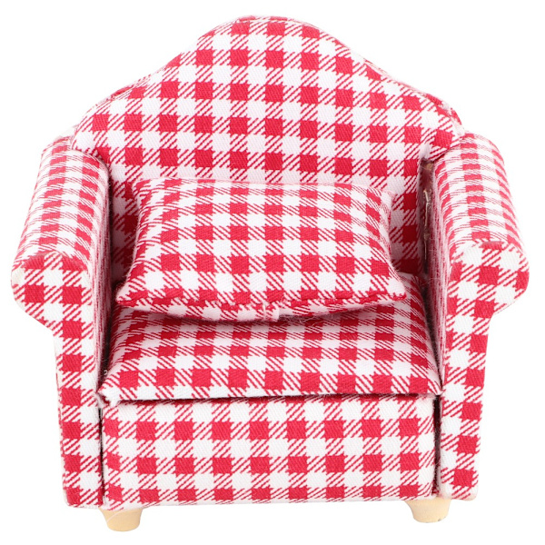 Enkel miniatyr-soffa med pute for 1:12 dukker DIY-tilbehør til dukkehus (#1)