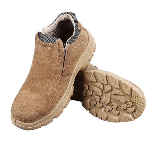 1 par Steel Toe Slip On Shoe med solid sula Mocka Anti Slip Punkteringssäker Andas Steel Toe Work Boot for Men Worker 43