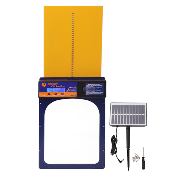 Automatisk hönsgårdsdörr Solcellsdriven timer IP45 vattentät aluminiumfjäderfä autohusdörrar för hemgård Jewel Blue