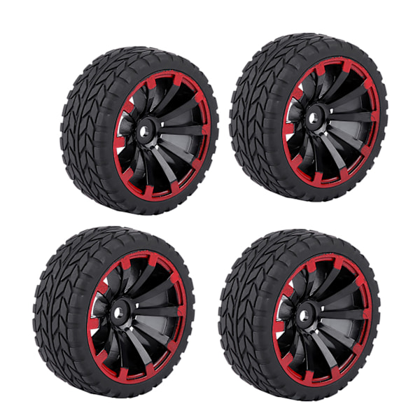 4 stk Dekk Gummi Dekk Racing Offroad Felg for RC 1:10 Bildeler (kornmønster)