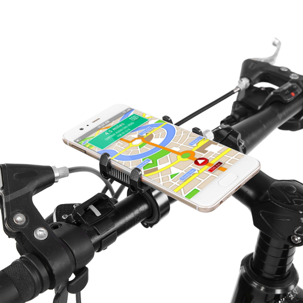 Aluminiumlegering Justerbart cykelstyre Telefonklämma Cykel Smartphone Mount Hållare Stativ Svart