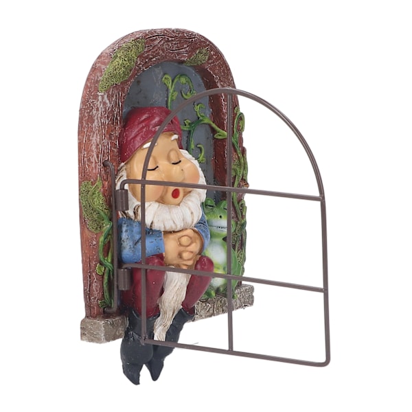 Dør Tre Klemmer Håndmalt Værbestandig Gnome Trepynt Utendørs Hage Gnome Statue for Plener Gårdsplasser