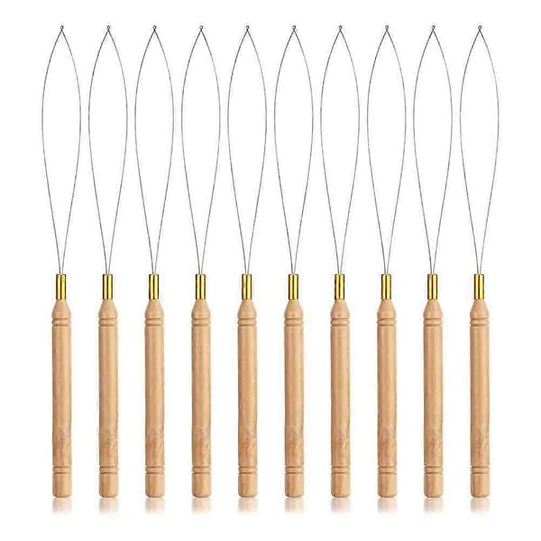 Hårforlengelser Loop Needle Treader Dragkrok, Nåltråder med trehåndtak Perletråder Kompatibel med hårforlengelse [LD]