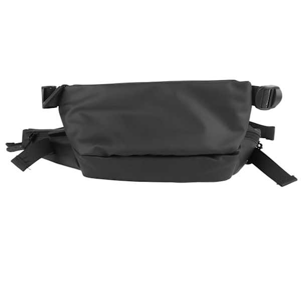 Fanny Pack för män PU-läder Flerlagers vattentät midjeväska för utomhuscamping Vandring Ridning Resa Svart