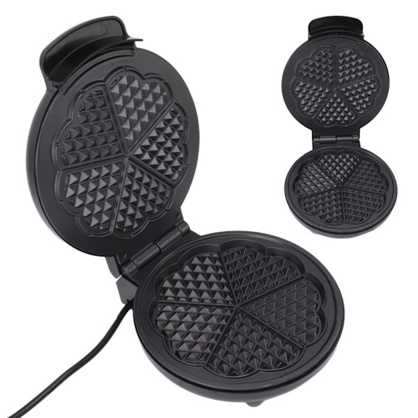 Dubbelsidig flip våffelmaskin Hemkakamaskin Multifunktionell minivåffelmaskin Svart EU-kontakt 220V