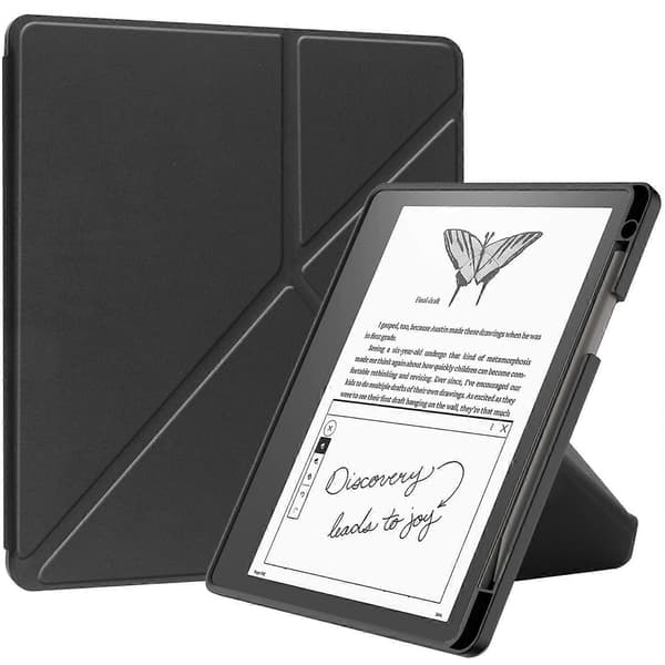Kompatibel med Kindle Scribe Origami Stativ PU-skinn+TPU E-bokleserdeksel Støtsikkert E-leserdeksel m Black