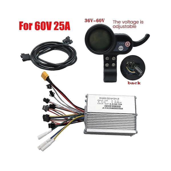 Kompatibel med JP 60V 25A Controller Børsteløs Motor+36-60V Dashboard Måler Kit Kompatibel med JP Elektrisk Silver
