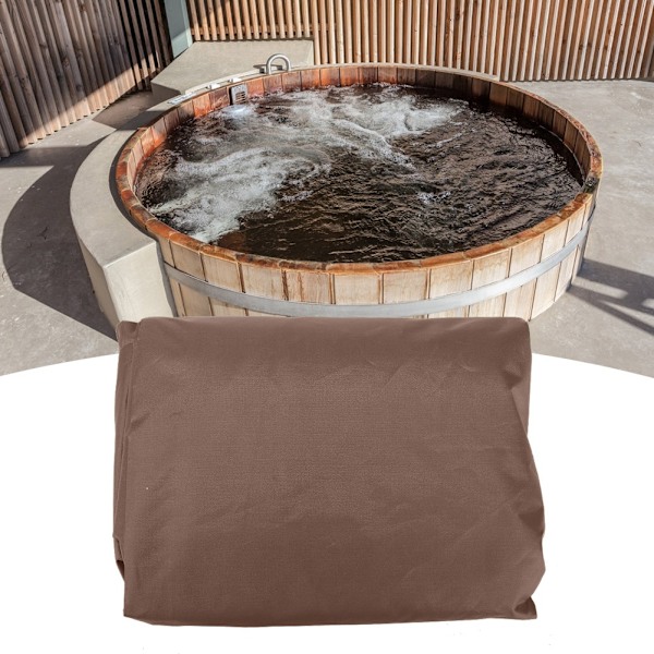 Udendørs firkantet badekar Hot Spring Spa Bad Støvsikkert låg Vandafvisende beskyttelse (kaffe)