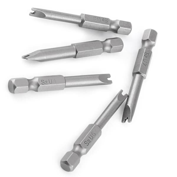 S2 Stål 1/4 Tum Hex Skaft U Form Magnetiska Skruvmejselbitar 5-pack 50mm Längd