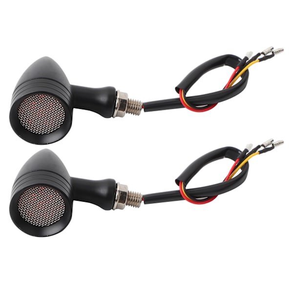 Universal Motorcykel Retro Bullet Grid LED Blinkers Bromsljus Metall Shell Blinkers Black Shell Gul lins