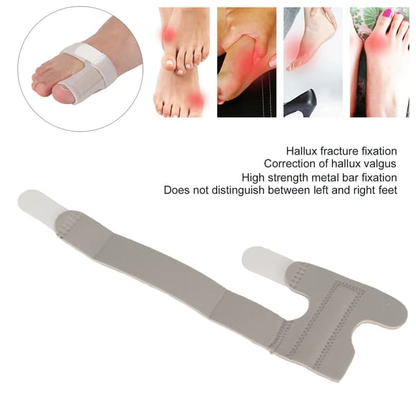 Justerbar grå tåskinne til brudheling og Hallux Valgus korrektion