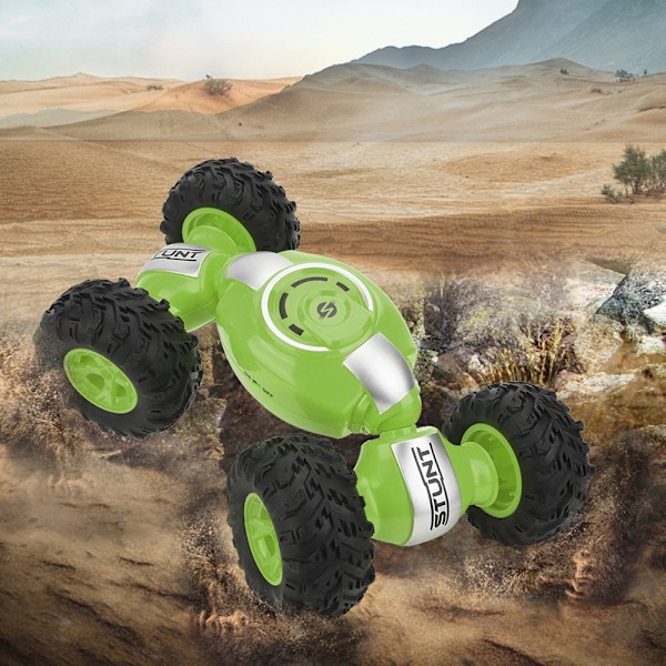 1:12 Stuntbil Dobbeltsidet Firehjulstræk Deformation Fjernstyret Crawler Model Grøn