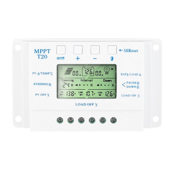 Solcelleladningsregulator PWM 12V/24V Auto PWM Regulator LCD-skjerm