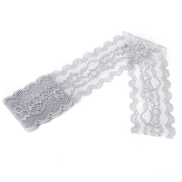 Blommönstrad Spetsband Dekorering Design Kläder Hantverk 10 Yard 5.5cm Bredd Grå