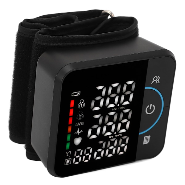Handledsblodtrycksmätare Digital LED-display Uppladdningsbar automatisk BP-mätare med 180 avläsningsminne