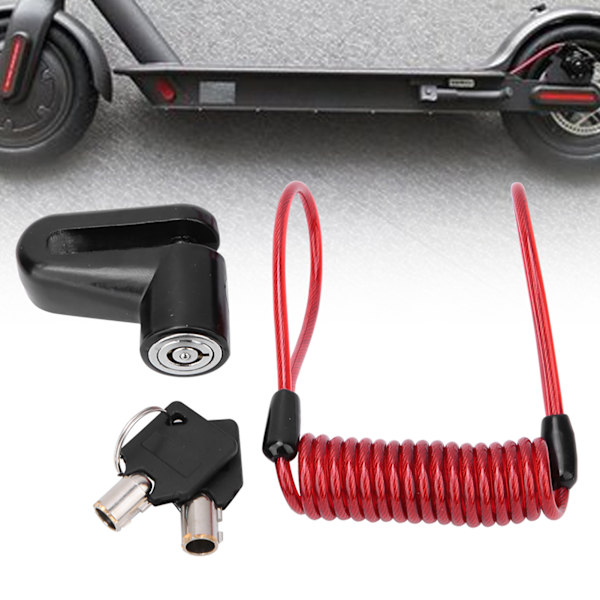 Sort Anti-tyveri-skivebremselås med påmindelseskabel til Xiaomi Mijia M365 elektrisk scooter