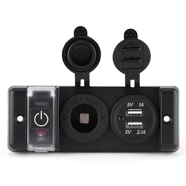 12V Vandtæt Cigarettænder Dual USB Power Socket Switch Panel til Bil RV Marinebåd