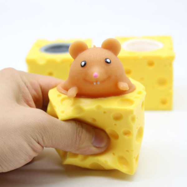 Squish Cheese Mouse Leikki Ympäristöystävällinen Pehmeä Silikoninen Ahdistus Stressin Lievitys Puristus Juusto Hiiri Leikki