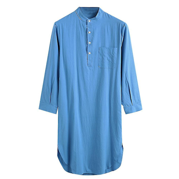 Blå bomullshette-onesie nattkjole for menn