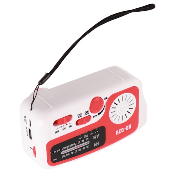 RD639 Solcelle Radio Nød Lader for Mobiltelefon Håndsveiv AM FM Radio med LED Lommelykt