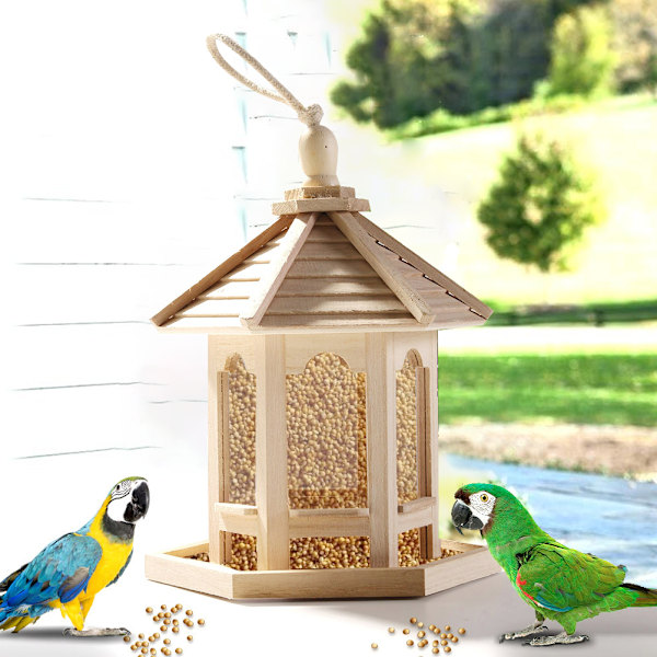 Træhus fuglefoderautomat Hængende foderstation Hollow Bird Feeder