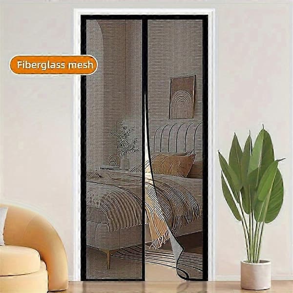 100x210 cm magnetisk skärmdörr, borrfri insektsbarriär för kök/sovrum Brown