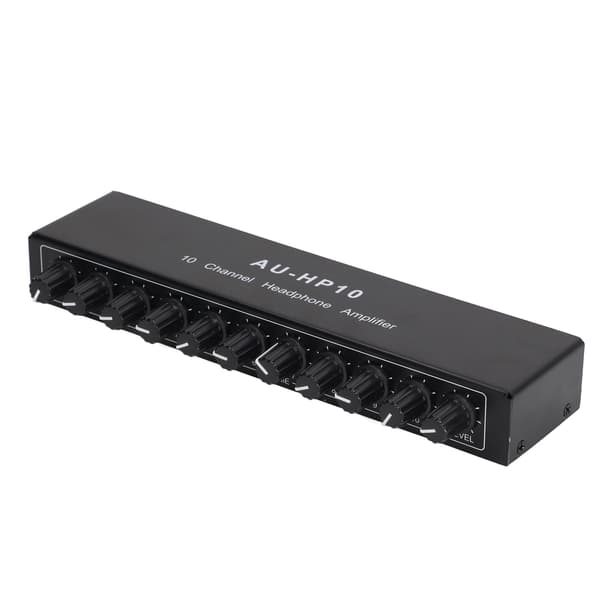 10-Channel Headphone Amplifier 1 Input 10 Output Stereo Audio Splitter Independent Control DC 12V