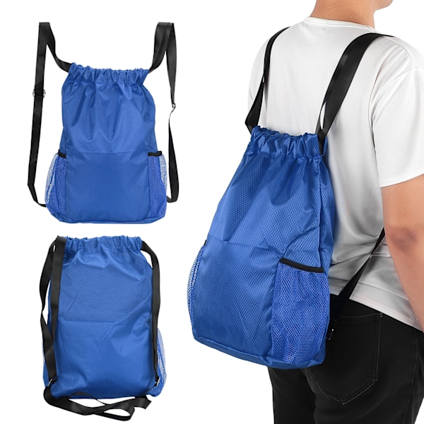 Dobbelt skuldertaske med snørelukning og tykkelse, vandtæt rejseopbevaringspose, kongeblå