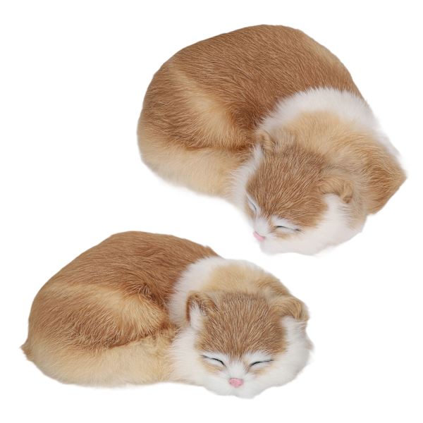 Plys Sovende Kat Figur Realistisk Simulering Fluffy Dekorativ Plys Sovende Kat Model til Hjemmekontor