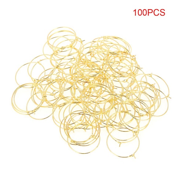 100 stk stål cirkel ørehæng øjer vinglasbue ring smykkefund (guld, 35 * 30 mm)