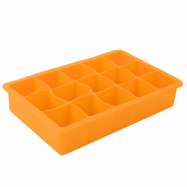 15 rutnät silikon isbricka DIY iskuber Mögelmaskin för hem kök Bartillbehör Orange