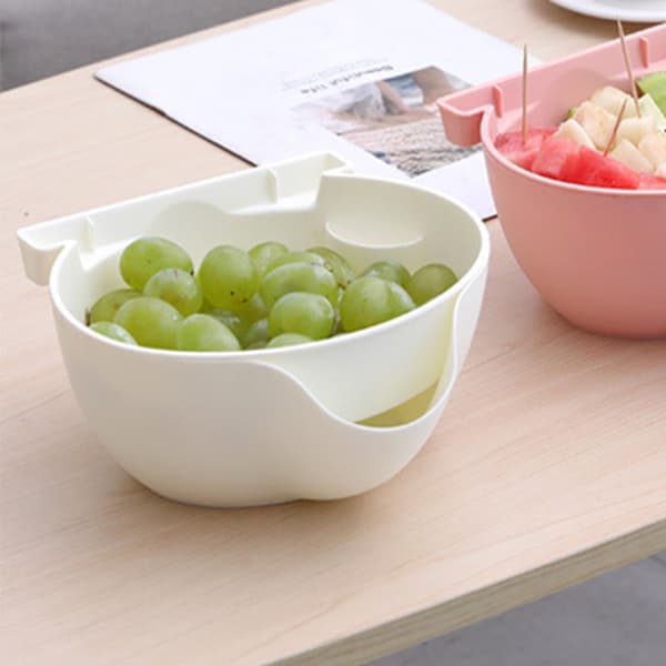 Colander Bowl 2-Layer Fruit Drain Basket Plastic with Phone Holder for Kitchen Food White