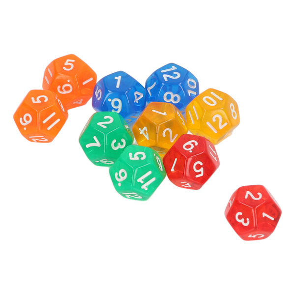 40 kpl 12-sivuista läpinäkyvää noppaa Vedenkestäviä 5 väriä läpinäkyviä noppaa lautapeleihin ja matematiikan opetukseen