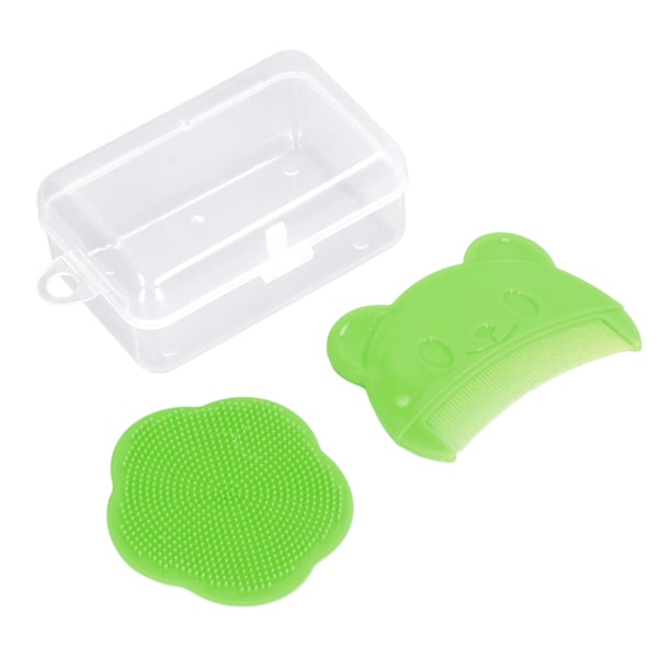 2ST Baby Scalp Brush Set Mjuk sensorisk silikon badborste Bekväm nyfödda hårbotten Badverktyg Grön