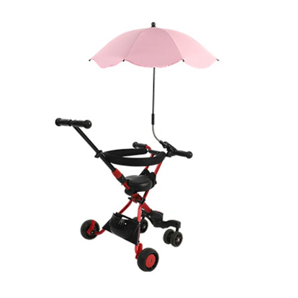 Barnvagn Paraply UV-skydd 360 grader Justerbar Automatisk Vattentät Bärbar Barnvagn Solskydd Rosa
