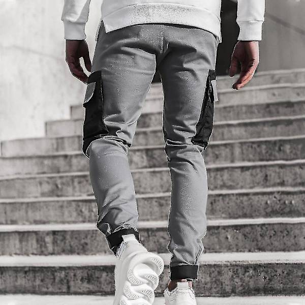 Miesten Slim Fit Harmaat Cargo-housut