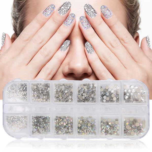 Nail Art AB Kristall Rhinestones Färgglada Flatback Glas Nageldekoration Gör-det-själv manikyr Tillbehör1#