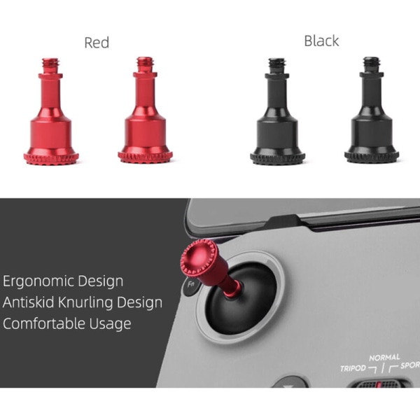 1 par joystick i aluminiumslegering kompatibel med DJI Air 2S Mini 2 Mavic Air 2 fjernkontroll, modell: rød