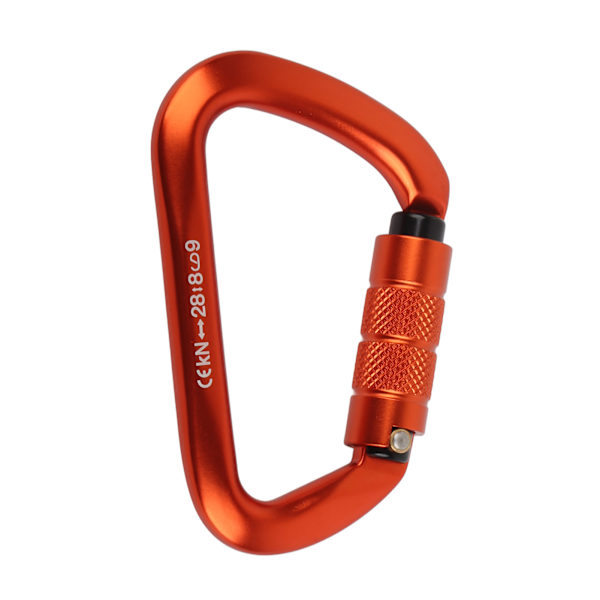 Hållbar Karbinhake i Flygplansaluminium med Automatisk Lås, D-Form, Säker för Klättring, Camping utomhus (Orange)