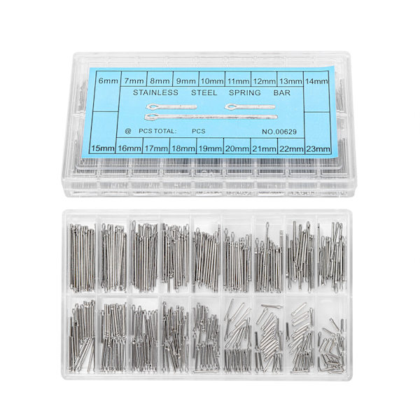 360st klockstift i rostfritt stål klockband Link Cotter Spring Bar Reparationssats 6-23 mm