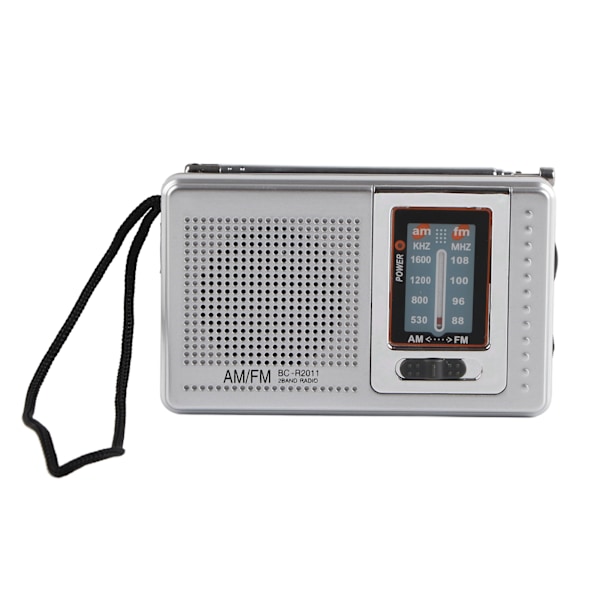 Bärbar fickradio AM/FM Klassisk Elegant design Silvergrå Batteridriven radio för hemvandring Cykling Resa