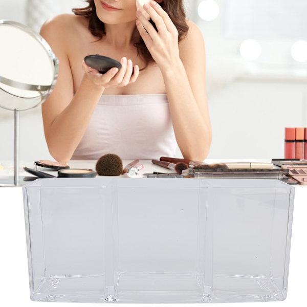 Desktop Acrylic Rectangle Shape Makeup Brush Holder Organizer Storage Box