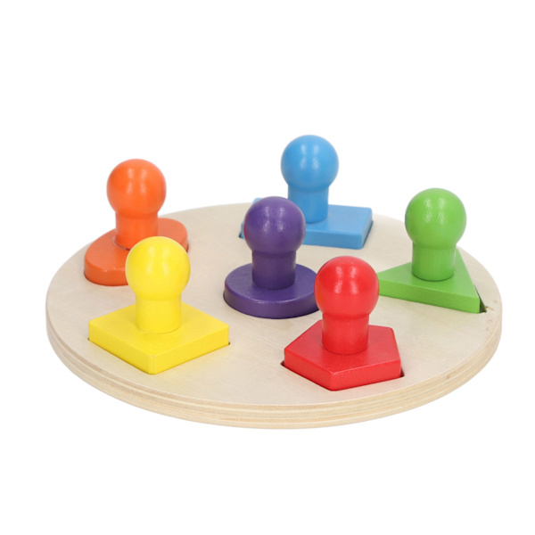 Wood Shape Pussel Pedagogisk Färgrik tidig inlärning Färdighetsutveckling Rund bräda Multi Shape Geometrisk Shape Board