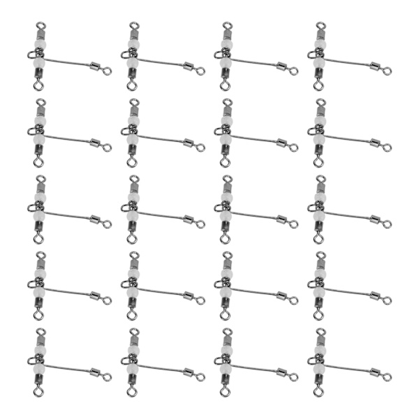 20 stk T-formet Lysende Fiske-Swivel 3-vejs Connector Krydslinje Rullende Swivel med Perler 8x10 #