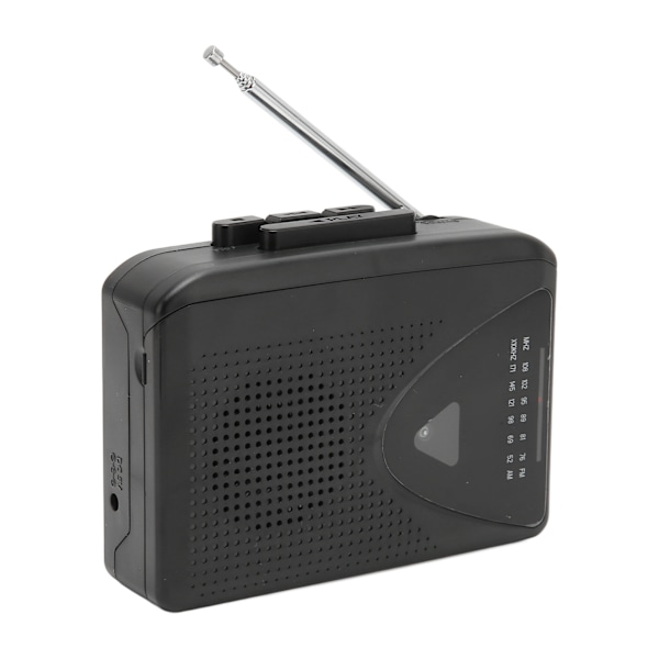 Kassettspelare Retro Stereo 2 Laddningsmetoder Bärbar bandspelare med klar högtalare för inomhus utomhus svart