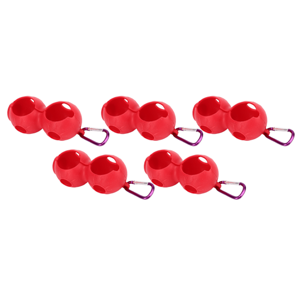 5 st golfboll silikon dubbelfodral bärbar golfboll skyddande hållare lock röd