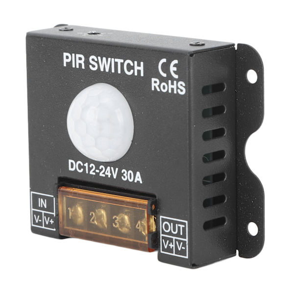PIR-omkopplare rörelsesensor LED Mänsklig infraröd avkänningskontroll för ljusremsa utomhus DC12‑24V 30A