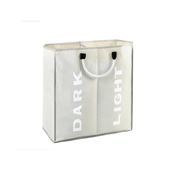 Dobbel sammenleggbar vasketøyskurvpose for soverom, stoff Light gray